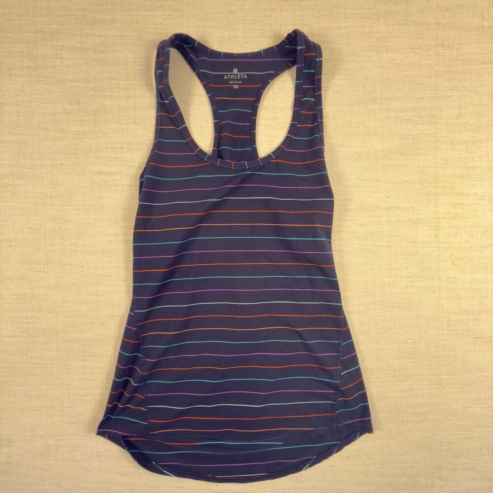 Athleta Racerback Tank Top Striped Navy Multi Size XS